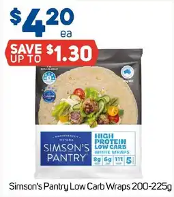 Foodland Simson's Pantry Low Carb Wraps offer