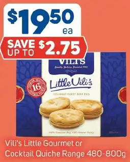 Foodland Vili's Little Gourmet or Cocktail Quiche Range offer