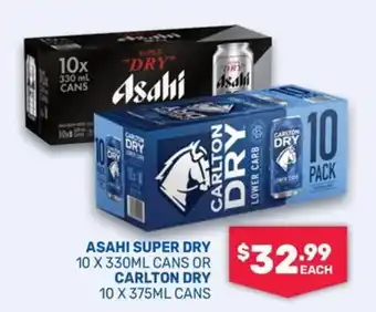 Asahi Super Dry or Carlton Dry