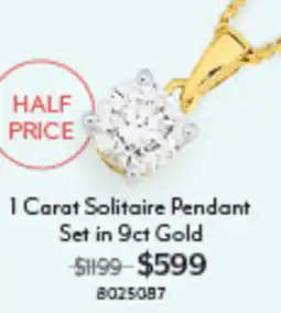 Angus & Coote 1 Carat Solitaire Pendant Set in 9ct Gold offer
