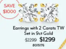 Angus & Coote Earrings with 2 Carats TW Set in 9ct Gold offer