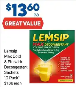 Foodland Lemsip Max Cold & Flu with Decongestant Sachets offer