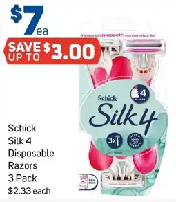 Foodland Schick Silk 4 Disposable Razors offer