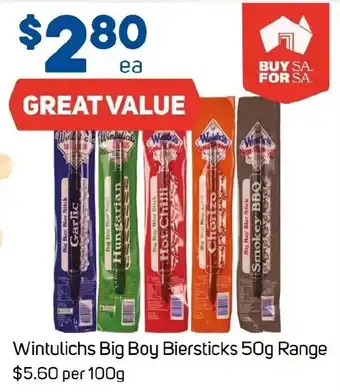 Foodland Wintulichs Big Boy Biersticks offer