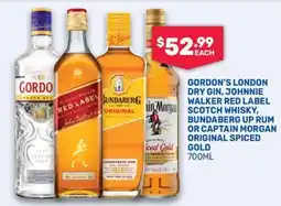 SipnSave Gordon's London Dry Gin, Johnnie Walker Red Label Scotch Whisky, Bundaberg Up Rum or Captain Morgan Original offer