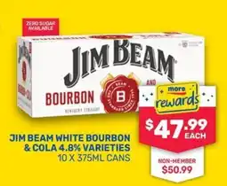 SipnSave Jim Beam White Bourbon & Cola 4.8% Varieties offer