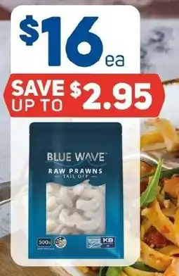 Foodland Blue Wave Raw Prawns Tail Off offer