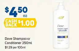 Foodland Dove Shampoo or Conditioner offer