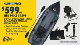 BCF Pryml Predator HD330 Inflatable Fishing Kayak Pack offer