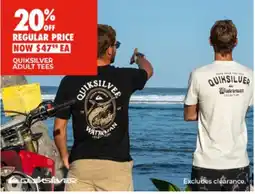 BCF Quiksilver Adult Tees offer