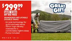 BCF Wanderer Inflatable Double Swag offer