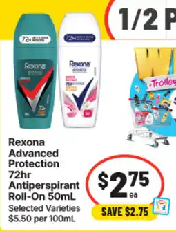 IGA Rexona Advanced Protection 72hr Antiperspirant Roll-On offer