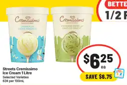 IGA Streets Cremissimo Ice Cream offer