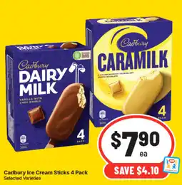 IGA Cadbury Ice Cream Sticks 4 Pack Selected Varieties offer