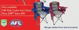 BCF NRL Kids Cooler Arm Chairs offer