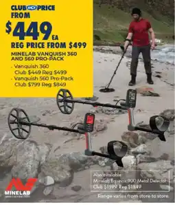 BCF Minelab Vanquish 360 and 560 Pro-Pack offer