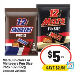 IGA Mars, Snickers or Maltesers Fun Size offer