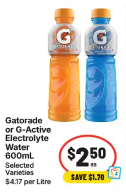IGA Gatorade or G-Active Electrolyte Water offer
