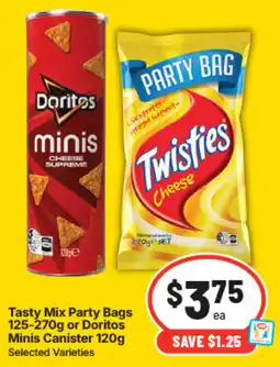 IGA Tasty Mix Party Bags or Doritos Minis Canister offer