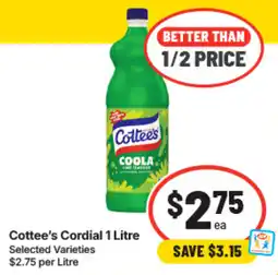 IGA Cottee's Cordial 1 Litre offer
