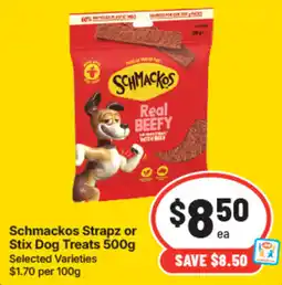 IGA Schmackos Strapz or Stix Dog Treats offer