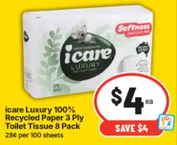 IGA icare Luxury 100% Recycled Paper 3 Ply Toilet Tissue offer