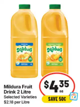 IGA Mildura Fruit Drink 2 Litre offer