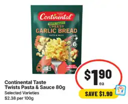 IGA Continental Taste Twists Pasta & Sauce offer