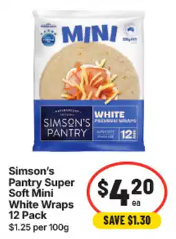 IGA Simson's Pantry Super Soft Mini White Wraps offer
