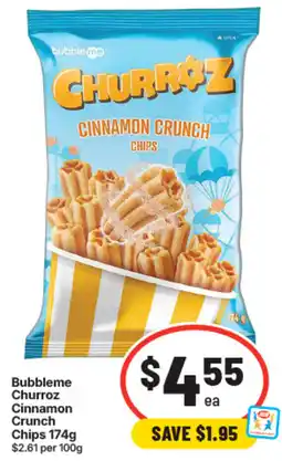 IGA Bubbleme Churroz Cinnamon Crunch Chips offer