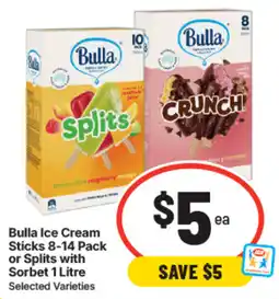 IGA Bulla Ice Cream Sticks or Splits offer