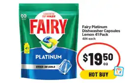 IGA Fairy Platinum Dishwasher Capsules Lemon offer