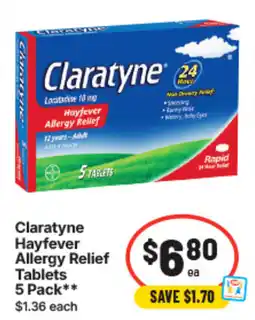 IGA Claratyne Hayfever Allergy Relief Tablets offer