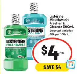 IGA Listerine Mouthwash Freshener & Cleaner offer