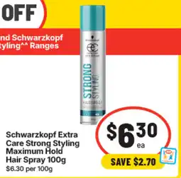 IGA Schwarzkopf Extra Care Strong Styling Maximum Hold Hair Spray offer