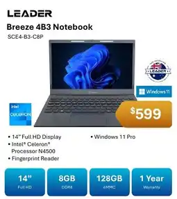 Leader Computers Leader Breeze 4B3 Notebook offer