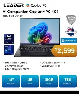 Leader Computers Leader AI Companion Copilot+ PC 4C1 offer