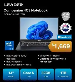 Leader Computers Leader Companion 4C3 Notebook offer