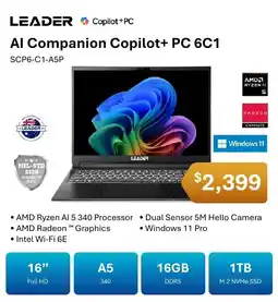 Leader Computers Leader AI Companion Copilot+ PC 6C1 offer
