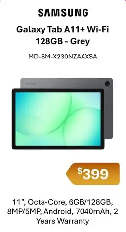 Leader Computers Samsung Galaxy Tab A11+ Wi-Fi 128GB - Grey offer