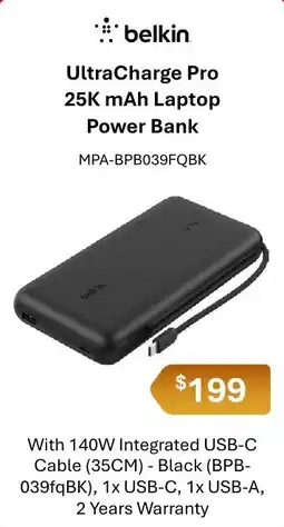 Leader Computers Belkin UltraCharge Pro 25K mAh Laptop Power Bank offer