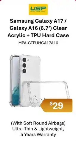 Leader Computers USP Samsung Galaxy A17 / Galaxy A16 (6.7') Clear Acrylic + TPU Hard Case offer