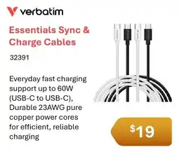 Leader Computers Verbatim Essentials Sync & Charge Cables offer