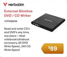 Leader Computers Verbatim External Slimline DVD / CD Writer offer