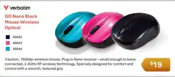 Leader Computers Verbatim GO Nano Black Mouse Wireless Optical offer