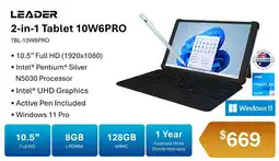 Leader Computers Leader 2-in-1 Tablet 10W6PRO offer