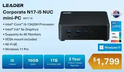 Leader Computers Leader Corporate N17-i5 NUC mini-PC offer