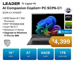 Leader Computers Leader AI Companion Copilot+ PC SCP6-C1 offer