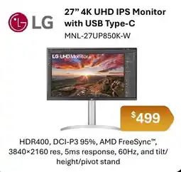 Leader Computers LG 27" 4K UHD IPS Monitor offer