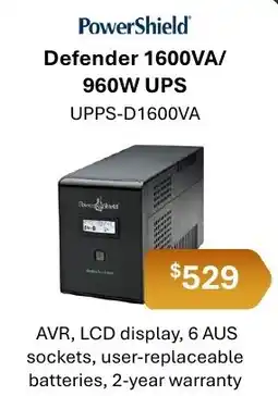 Leader Computers PowerShield Defender 1600VA/960W UPS offer